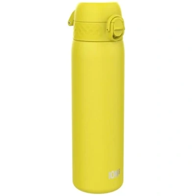 Afbeelding van Ion8 Drinkfles van roestvrij staal, 600 ml, lekvrij, gemakkelijk te openen, veilige vergrendeling, vaatwasmachinebestendig, draaggreep, duurzaam en krasbestendig, geel