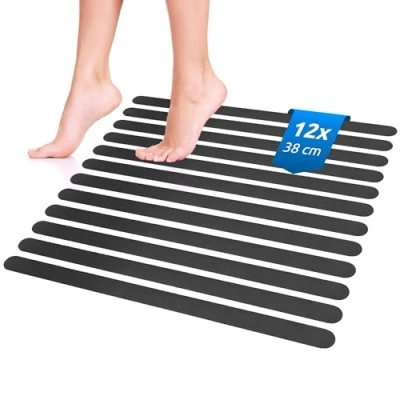 Afbeelding van ECENCE antislip douchestrips en badkuip, set van 12 douchebekleding, zwarte badbekleding zelfklevend, badmat, gemakkelijk te verwijderen