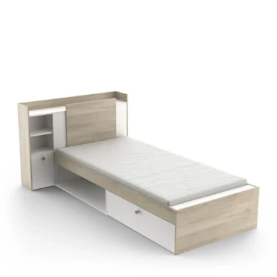 Afbeelding van Modulair bed 90 x 190/200 cm met opbergruimte Zwart en naturel MARTELO L 226.9 H 90.5 D 124.5