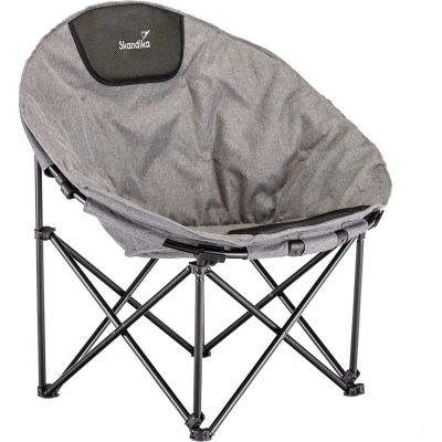 Afbeelding van Skandika Kupari Moonchair Campingstoel Vouwstoel Opvouwbare campingstoel, 150 kg gebruikersgewicht, zacht gevoerd, draagtas, comfortabele zithoogte 40 cm Buiten, tuin, balkon Maanstoel 83 x 51 81 (BxDxH) grijs