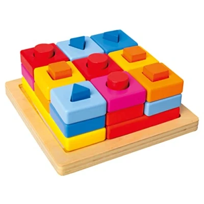 Afbeelding van Bino Vormenpuzzel Blok Junior 15 X 6 Cm Hout 2 delig