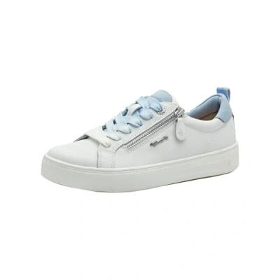 Afbeelding van Tamaris Comfort Sneakers laag, Dames, Maat: 41, White blue Leer en textiel