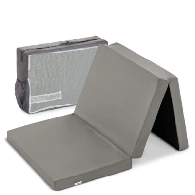 Image de hauck Matelas Lit Parapluie Sleeper 120x60 cm, Epaisseur 5 Pliable et Compact, Egalement Tapis de Jeu, Sac Transport Inclus, Gris