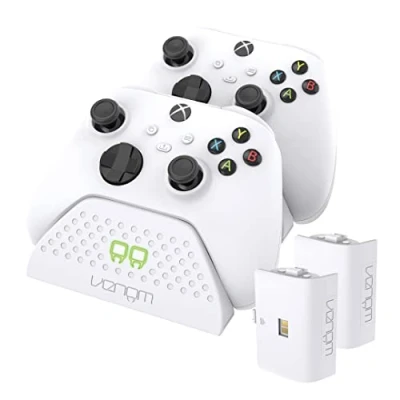 Afbeelding van Venom Xbox dubbel laadstation met 2 x oplaadbare batterijen wit (Xbox Series X/Xbox S)