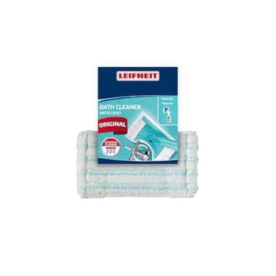 Image de Leifheit Housse de rechange pour balai nettoyeur douche Bath Cleaner micro duo, microfibre spéciale robinetterie, Eponge duo ultra absorbante et nettoyante baignoire