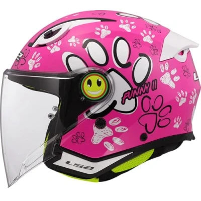 Afbeelding van LS2 Kinderhelm Funny II Paws OF622 roze maat M