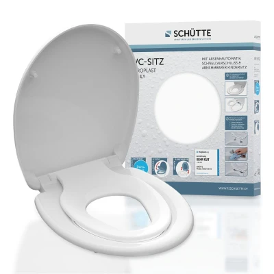 Afbeelding van SCHÜTTE WC Bril 82940 FAMILY WHITE Duroplast Soft Close Afklikbaar Geïntegreerde Kinderzitting Gelakt Wit