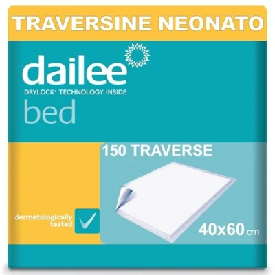 Afbeelding van Dailee Bed 40 x 60 cm, 150 wegwerponderleggers voor baby&#039;s, 6 verpakkingen met elk 25 stuks, economisch formaat