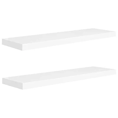 Afbeelding van vidaXL 2 x wandplanken, zwevend, hangplanken, wandhouders, boekenkast, woonkamer, binnen, wit, 90 23,5 3,8 cm, MDF