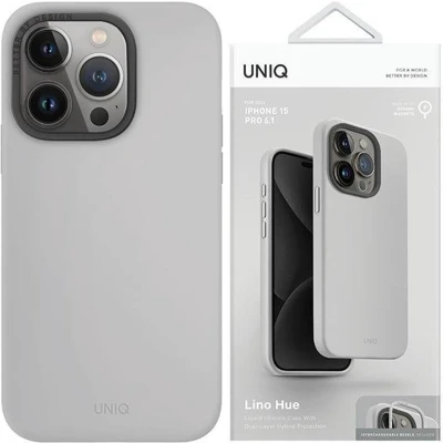 Afbeelding van UNIQ Lino Hue iPhone 15 Pro Max 6.7 hoesje Magclick Opladen lichtgrijs/krijtgrijs