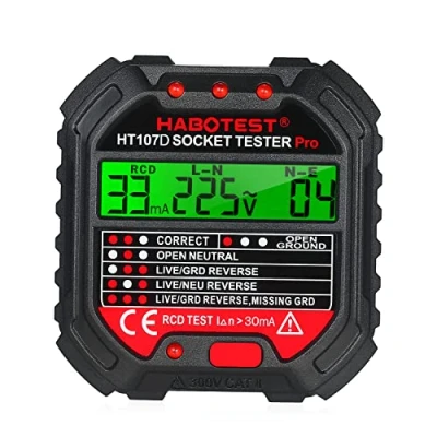 Afbeelding van Stopcontacttester, RCD tester met led, GFCI test, spannings en frequentieweergave