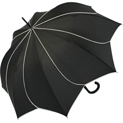 Afbeelding van Pierre Cardin Paraplu voor dames, groot, stabiel, met automatisch, zonnebloem, zwart, 105 cm, automatisch systeem, zwart., systeem
