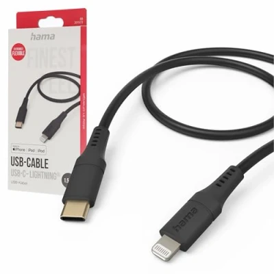 Afbeelding van Hama Oplaadkabel Flexible Usb C Lightning 1,5 M Silicone Zwart