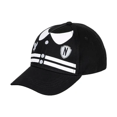 Afbeelding van Wednesday Varsity pet voor kinderen, zwart, één maat, pet, zwart., Cap