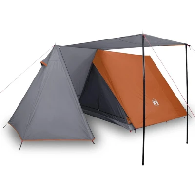 Afbeelding van Tent 3 persoons 465x220x170 cm 185T taft grijs en oranje