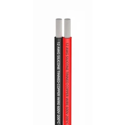 Afbeelding van 12 AWG siliconen elektrische draad 10 meter [zwart 5 m rood m] 2 aderige parallelle kabellijn zacht en flexibel 3,3 mm² aansluiten zuurstofvrije draden vertind koperdraad TUOFENG