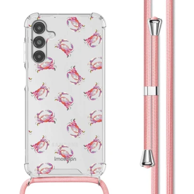 Afbeelding van iMoshion Hoesje Geschikt voor Samsung Galaxy A14 (5G) / (4G) met Koord Design Meerkleurig Crab Watercolor