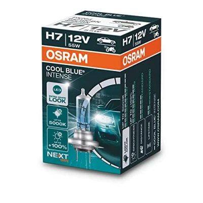 Image de OSRAM COOL BLUE INTENSE H7, +100% plus lumineux, jusqu&#039;à 5000K, lampe halogène, look LED, boitier (1 lampe)
