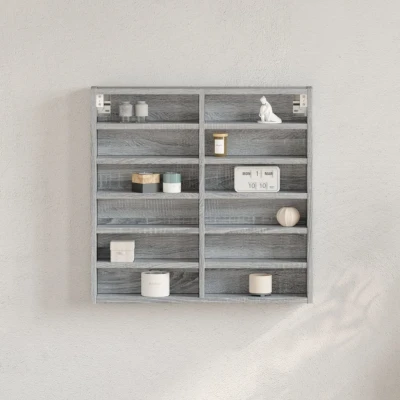 Afbeelding van Vitrinekast 60x8,5x58 cm bewerkt hout grijs sonoma eikenkleur