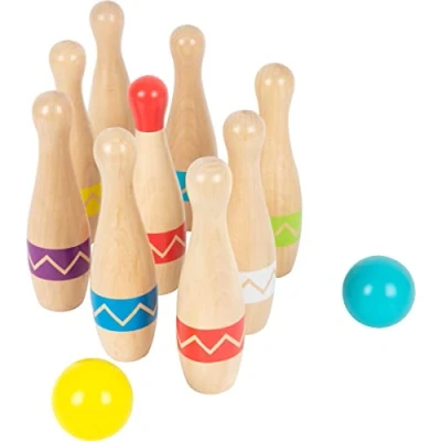 Afbeelding van Small Foot Houten Kegelspel met Zigzag Patroon, 11dlg.