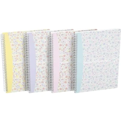 Afbeelding van Oxford Spiraalboek B5, geruit, 120 pagina&#039;s, softcover, 4 bloemenmotieven, 5 stuks