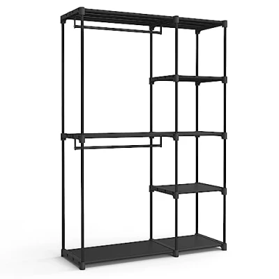 Afbeelding van Kleiderschrank offen mit Kleiderstangen 43 x 124 182 cm schwarz