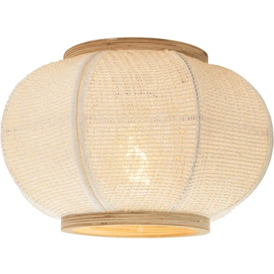 Afbeelding van QAZQA rob Oosterse Plafondlamp 1 lichts Ø 39 cm Naturel Woonkamer Slaapkamer Keuken