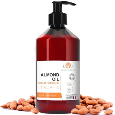 Image de Huile Amande Douce Bio Pressée à Froid. de Massage Professionel, pour Cheveux, Hydratant Corps, Visage Anti âge, Vergetures Grossesse 250 ml