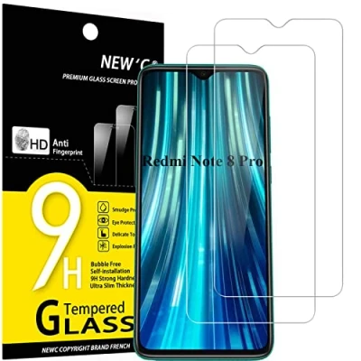 Afbeelding van NEW&#039;C 2 Stuks, Screen Protector voor Xiaomi Redmi Note 8 Pro, 9, Gehard Glass Schermbeschermer Film 0.33 mm ultra transparant, resistent, anti kras, vingerafdrukken
