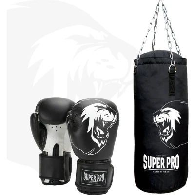 Afbeelding van Super Pro Combat Gear Bokszakset Junior Zwart/Wit
