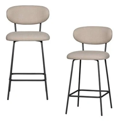 Afbeelding van WOOOD Kjeld Barstoel Polyester Naturel Set van 2