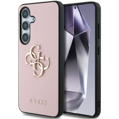 Afbeelding van Guess Etui Grained Big 4G Logo Small Classic do Samsung Galaxy S25 rÃ3Å¼owy (Samsung S25), Smartphonehoes, Roze