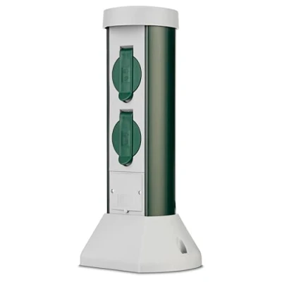 Afbeelding van REV 0068200021 Buitenstopcontact 2 voudig Grijs, Groen
