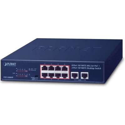 Afbeelding van PLANET FSD 1008HP Netwerk Switch Unmanaged PoE