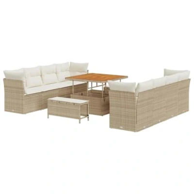 Afbeelding van vidaXL Tuinbank Set 11 pcs Beige poly rattan