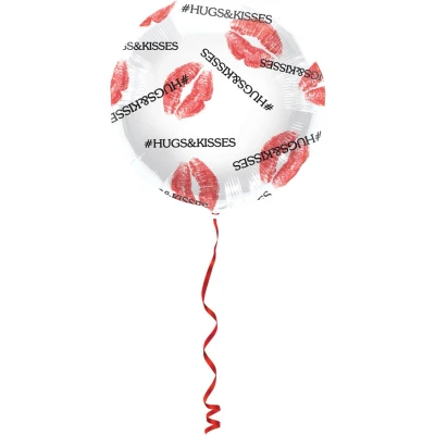 Afbeelding van Heliumballon Huggs &amp; Kisses 45cm per stuk