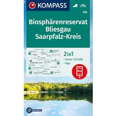 Afbeelding van KOMPASS Wanderkarte 824 Biosphärenreservat Bliesgau &amp; Saarpfalz Kreis 1:25.000