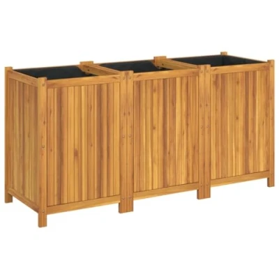 Afbeelding van Plantenbak met voering 150x50x75 cm massief acaciahout
