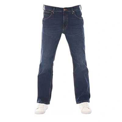 Afbeelding van Wrangler Heren Jeans Broeken Jacksville bootcut Fit Blauw Volwassenen Denim Jeansbroek