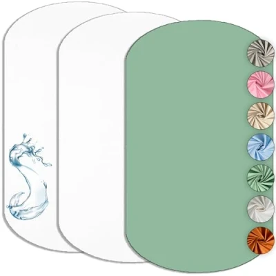 Afbeelding van Cododo Hoeslaken, 60 x 80 cm (2 stuks) compatibel met IORA + 1 matrasbeschermer, waterdicht, Cododo, Iora, set van 2 lakens, Oeko Tex (wit/eucalyptus, cm)