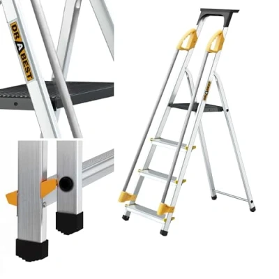 Afbeelding van Drabest Aluminium trapladder 4 treden met handleuning