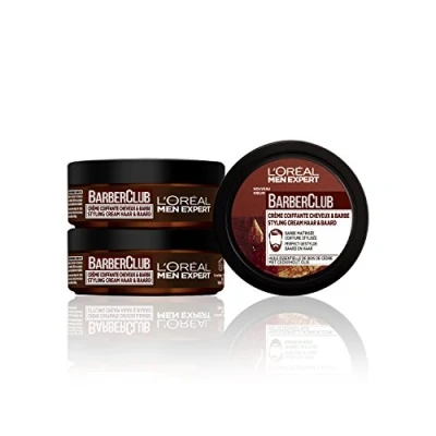 Image de L&#039;Oréal Men Expert BarberClub Crème Coiffante Cheveux et Barbe Homme, À L&#039;Huile Essentielle de Bois Cèdre 75 ml Lot 3