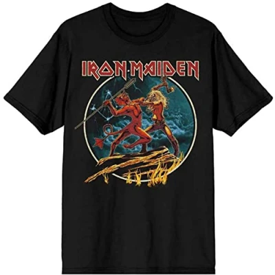 Afbeelding van Iron Maiden Number Of The Beast Run To Hills Circular Heren T shirt L Zwart