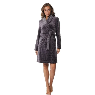 Afbeelding van Duurzame donkergrijze badjas fleece Grijs Maat XL