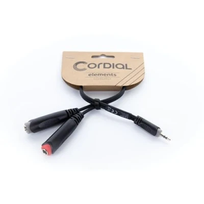 Afbeelding van Cordial 14892 Jackplug Audio Y adapter [1x male 3,5 mm 2x female 6,3 (mono)] 0.30 m Zwart PVC mantel, Tweelingkabel
