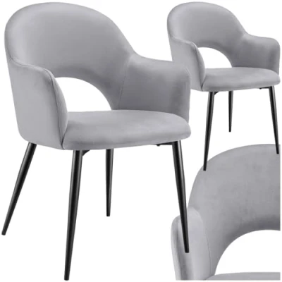 Afbeelding van tectake® Fauteuil Sachel Set van 2 Fluweellook Gestoffeerd Comfortabele Zitschalen Ergonomisch Ontwerp 120 kg Draagkracht Lichtgrijs