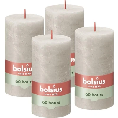 Afbeelding van Stompkaarsen Shine 4 st rustiek 130x68 mm zandgrijs