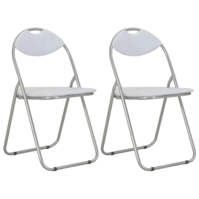 Afbeelding van Eetkamerstoelen inklapbaar 2 st kunstleer wit