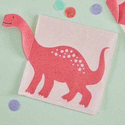Afbeelding van Dinosaurus Pink Servetten 16 stuks