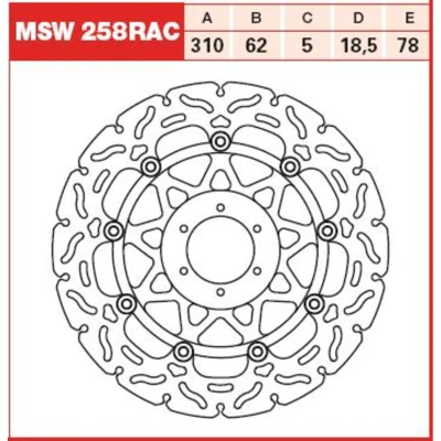Afbeelding van Remschijf TRW MSW258RAC, 1 Stuk